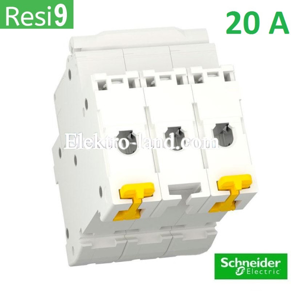 Автоматический выключатель 3Р 20А, C, 6кА, Schneider Electric RESI9 (R9F12320)